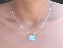 Hand Blown glass jewelry Mini Square glass pendant