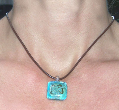Square Glass Pendant on Leather