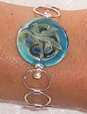 Circle Glass Bracelet on Silver Circle Chain