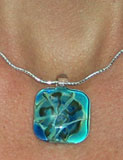 Square Glass pendant on Curly Chain