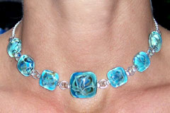 Hand Blown Glass Jewelry - 7 Square glass Necklace